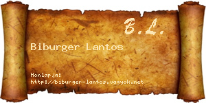 Biburger Lantos névjegykártya